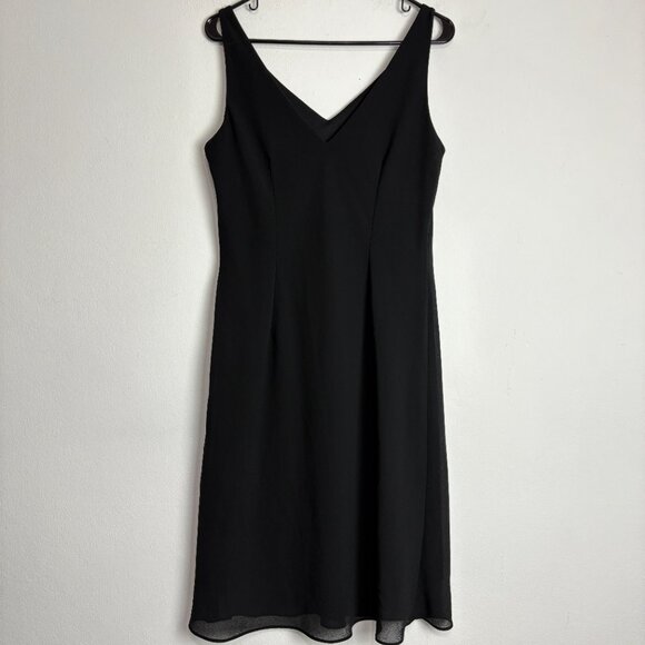 VTG Sheri Martin New York Black V-Neck Cocktail Formal Dress Size 12 Sheer Hem - Picture 2 of 7
